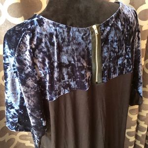 Blue velvet tunic top
